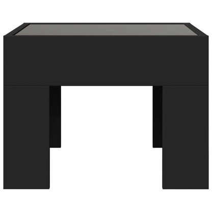 Bedside Table with Infinity LED Black 40x40x30 cm