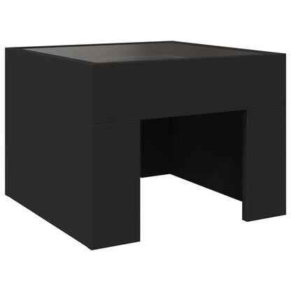 Bedside Table with Infinity LED Black 40x40x30 cm