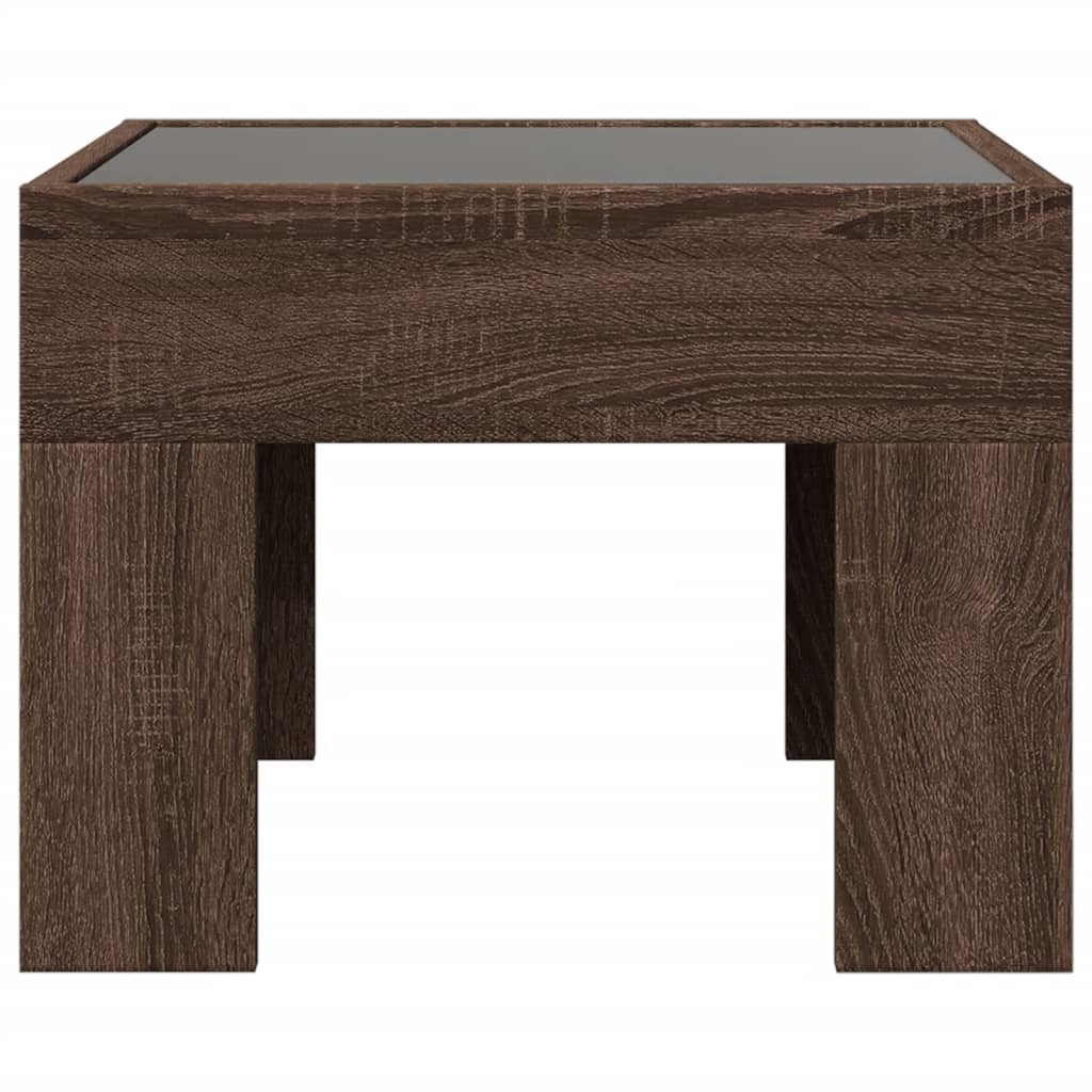 Bedside Table with Infinity LED Brown Oak 40x40x30 cm