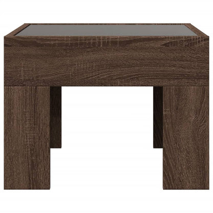 Bedside Table with Infinity LED Brown Oak 40x40x30 cm