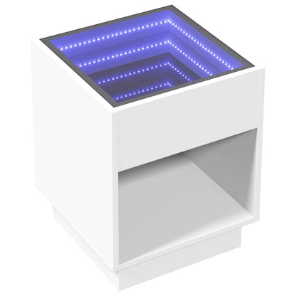 Bedside Table with Infinity LED White 40x40x50 cm