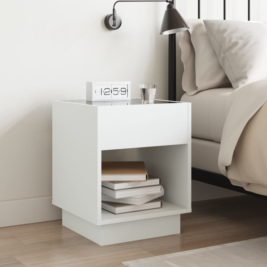 Bedside Table with Infinity LED White 40x40x50 cm