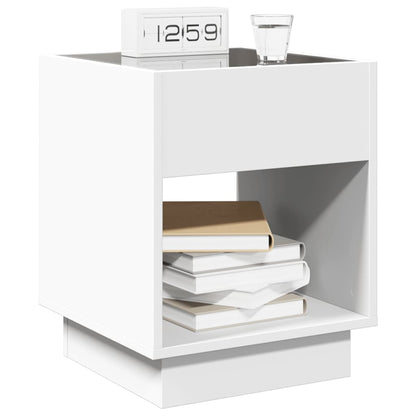 Bedside Table with Infinity LED White 40x40x50 cm