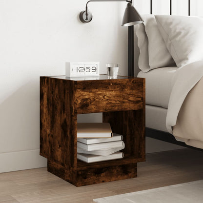 Bedside Table with Infinity LED Smoked Oak 40x40x50 cm