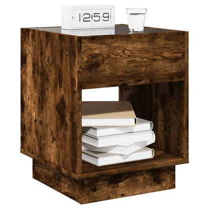 Bedside Table with Infinity LED Smoked Oak 40x40x50 cm