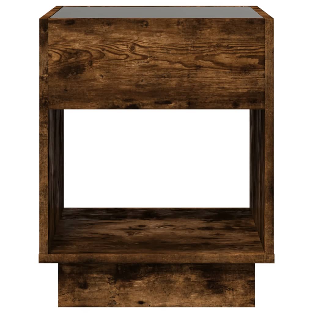 Bedside Table with Infinity LED Smoked Oak 40x40x50 cm