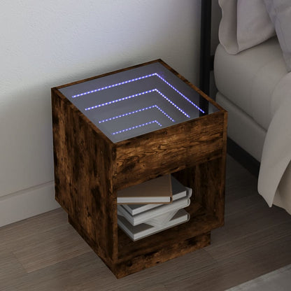 Bedside Table with Infinity LED Smoked Oak 40x40x50 cm