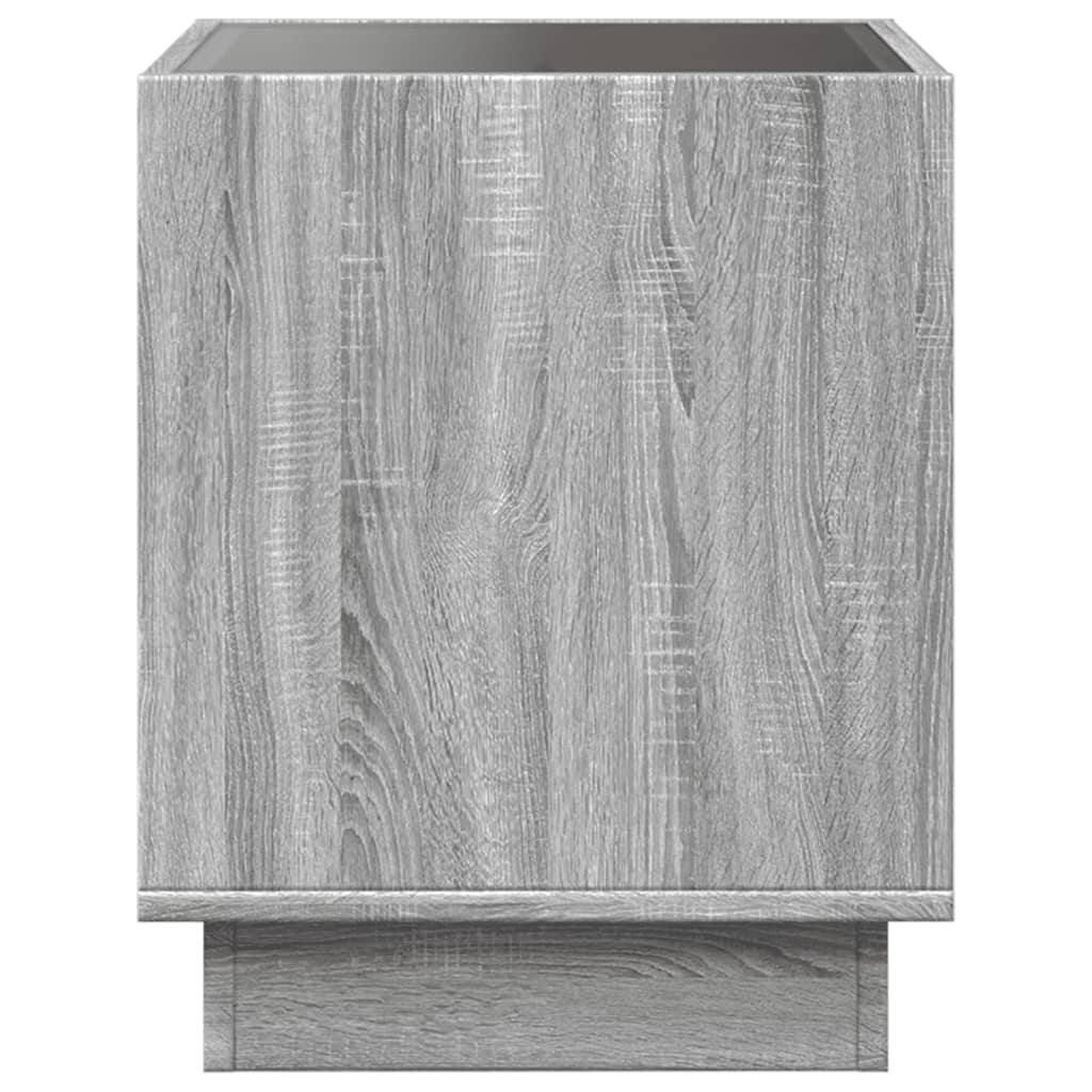 Bedside Table with Infinity LED Grey Sonoma 40x40x50 cm