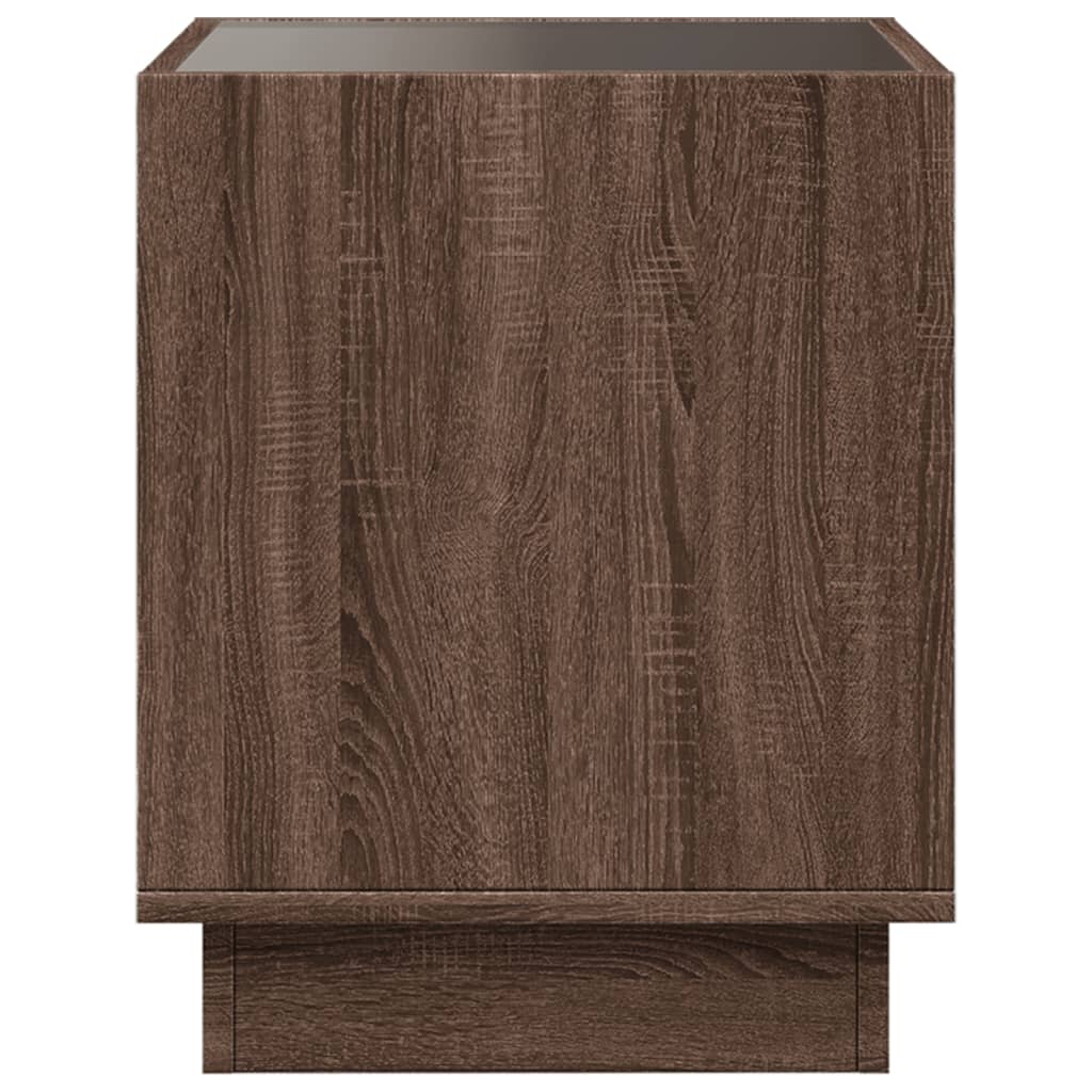 Bedside Table with Infinity LED Brown Oak 40x40x50 cm