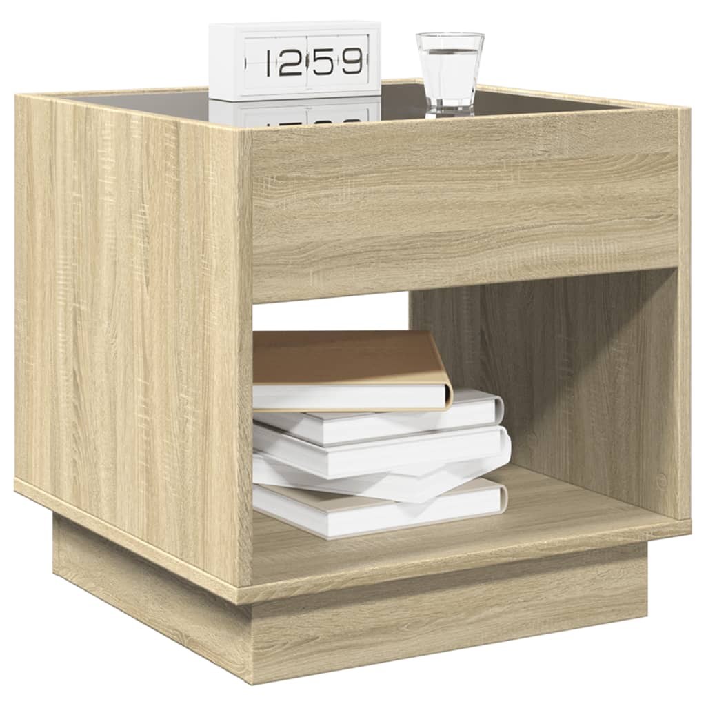 Bedside Table with Infinity LED Sonoma Oak 50x50x50 cm