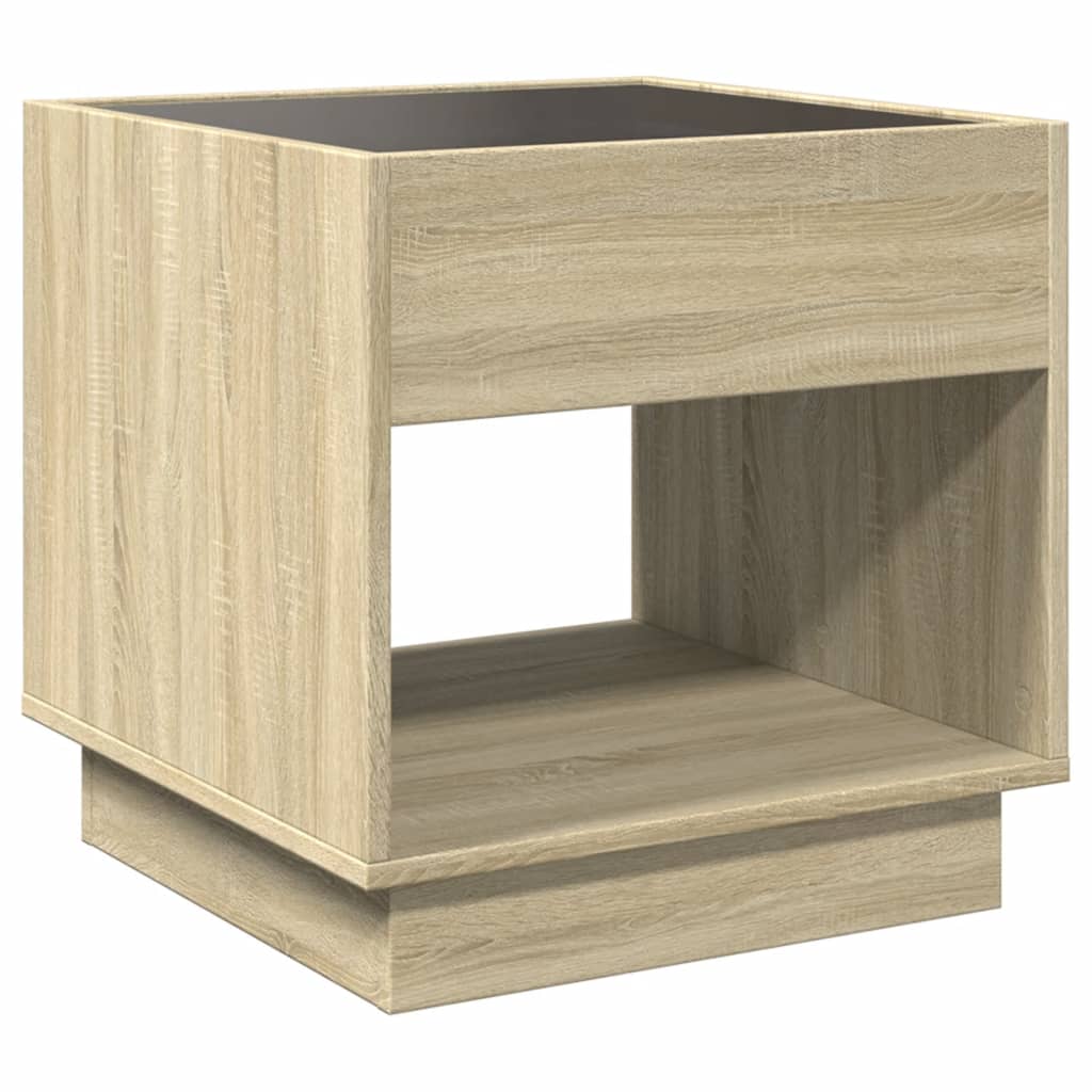 Bedside Table with Infinity LED Sonoma Oak 50x50x50 cm