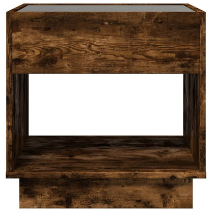 Bedside Table with Infinity LED Smoked Oak 50x50x50 cm