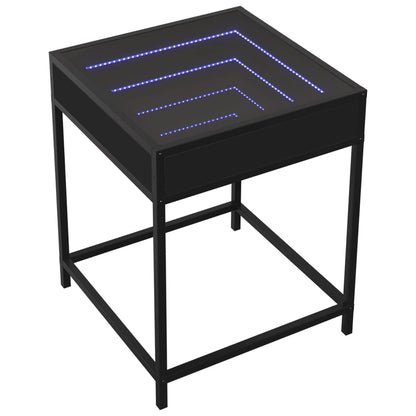 Bedside Table with Infinity LED Black 40x40x51 cm