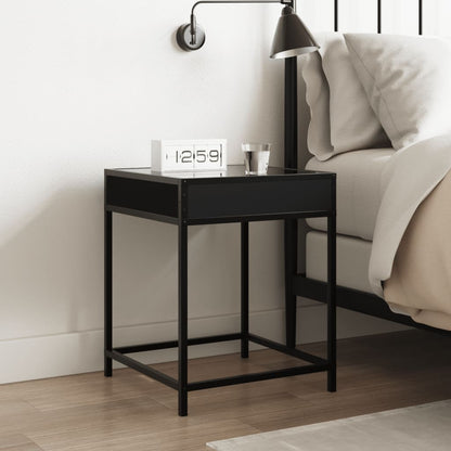 Bedside Table with Infinity LED Black 40x40x51 cm