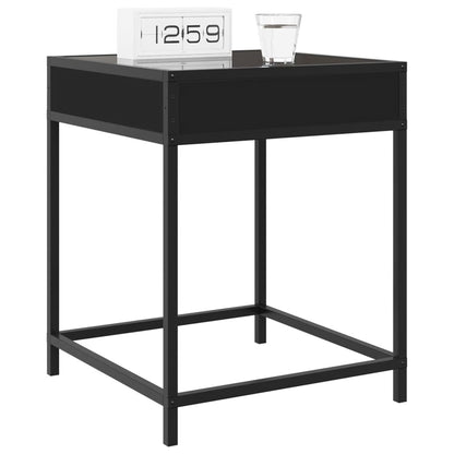 Bedside Table with Infinity LED Black 40x40x51 cm