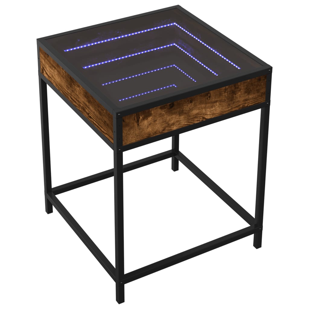 Bedside Table with Infinity LED Smoked Oak 40x40x51 cm