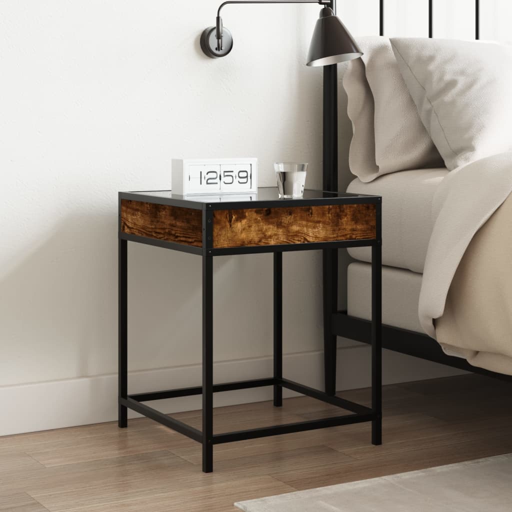 Bedside Table with Infinity LED Smoked Oak 40x40x51 cm