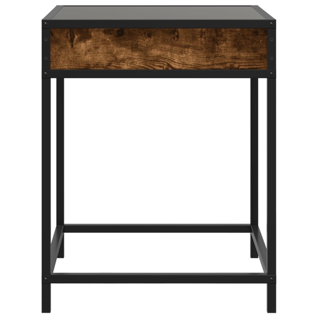 Bedside Table with Infinity LED Smoked Oak 40x40x51 cm