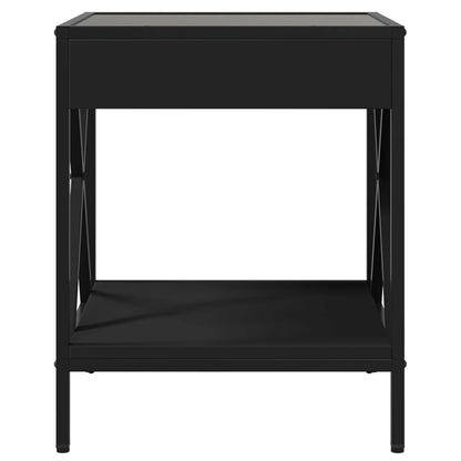 Bedside Table with Infinity LED Black 40x40x49 cm