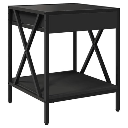 Bedside Table with Infinity LED Black 40x40x49 cm