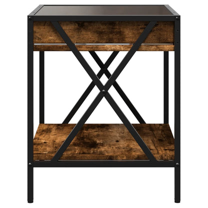 Bedside Table with Infinity LED Smoked Oak 40x40x49 cm