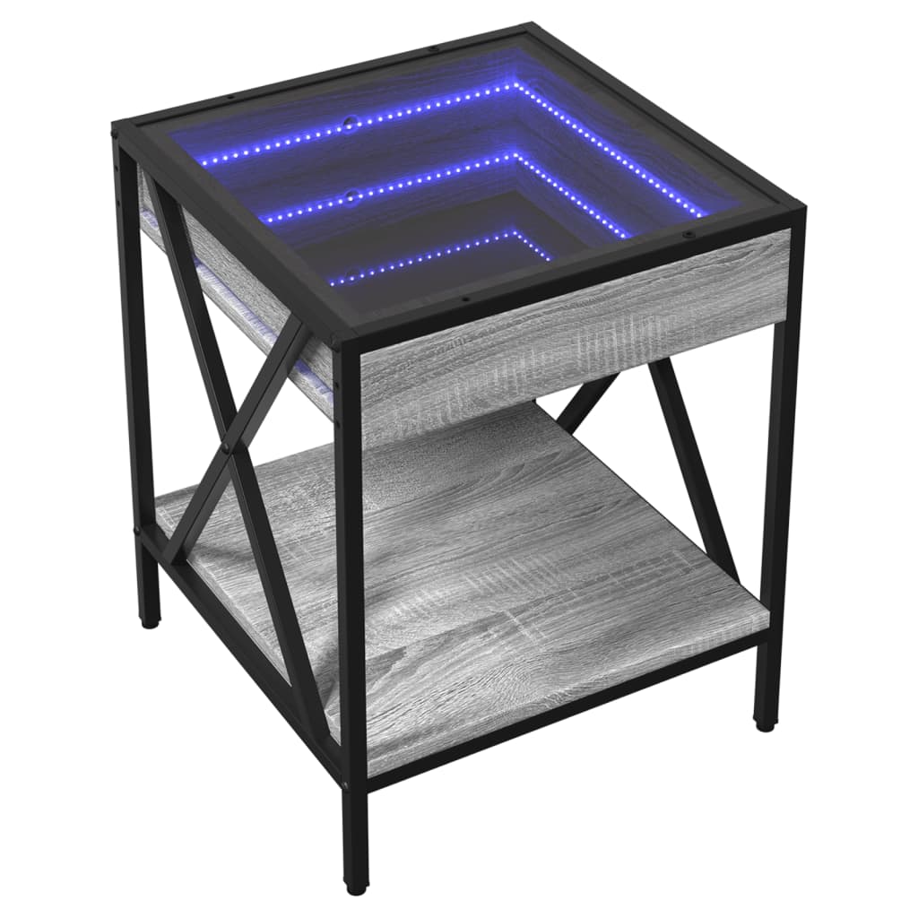 Bedside Table with Infinity LED Grey Sonoma 40x40x49 cm