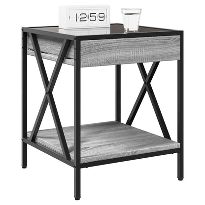 Bedside Table with Infinity LED Grey Sonoma 40x40x49 cm