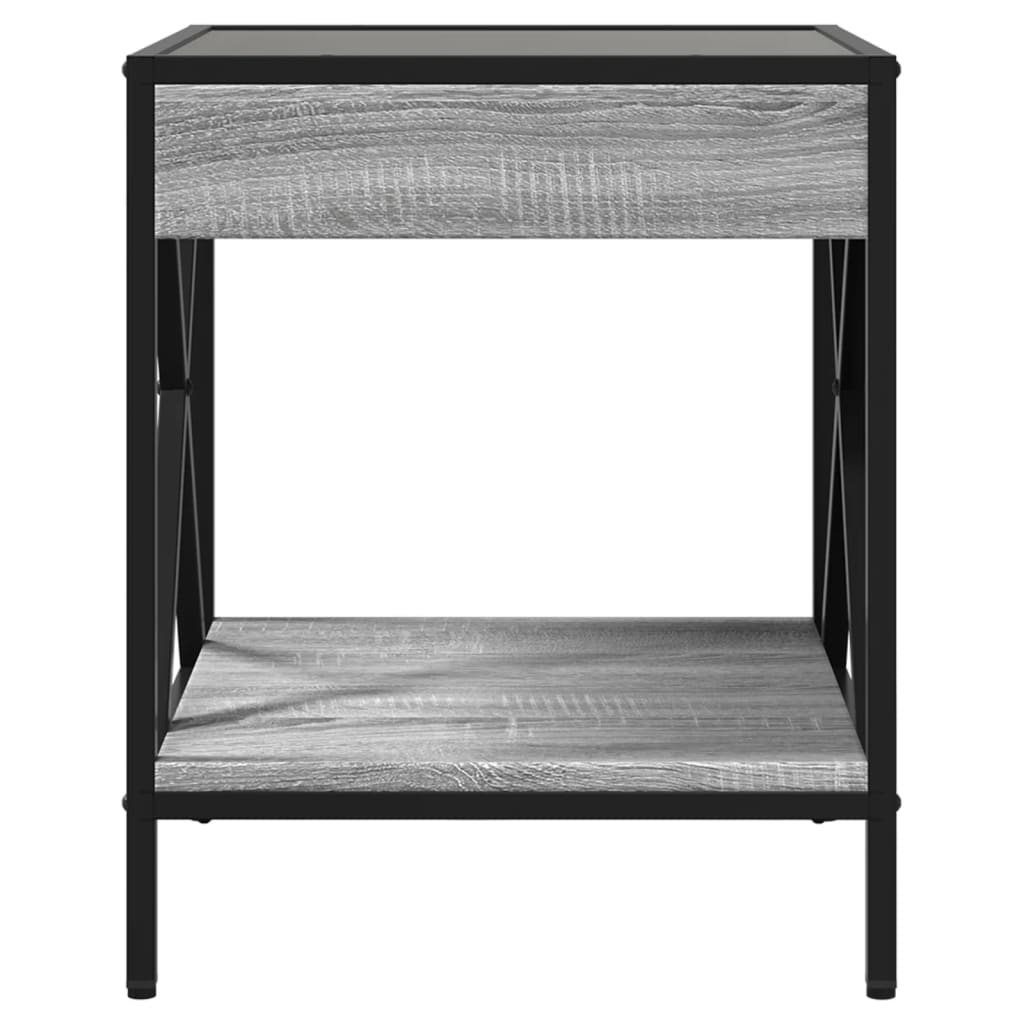 Bedside Table with Infinity LED Grey Sonoma 40x40x49 cm