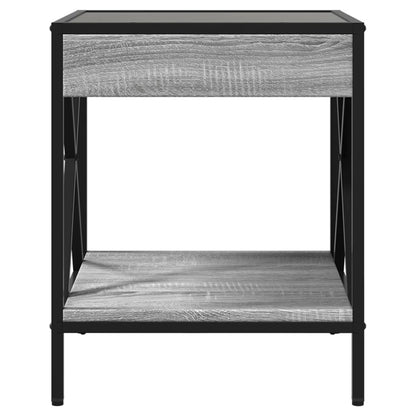 Bedside Table with Infinity LED Grey Sonoma 40x40x49 cm