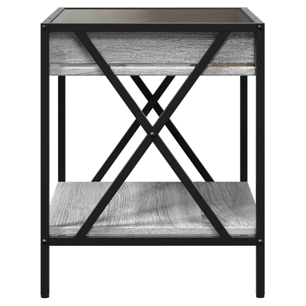 Bedside Table with Infinity LED Grey Sonoma 40x40x49 cm