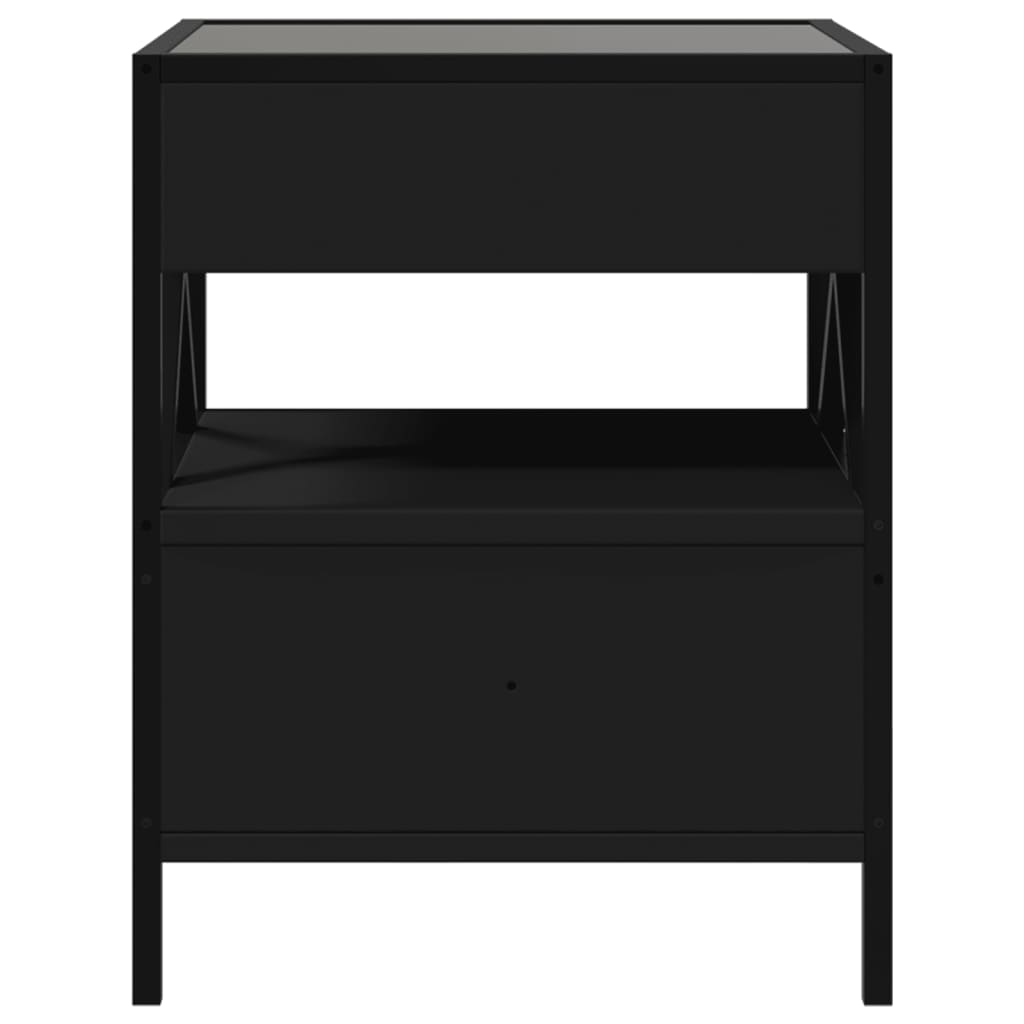 Bedside Table with Infinity LED Black 40x40x51 cm