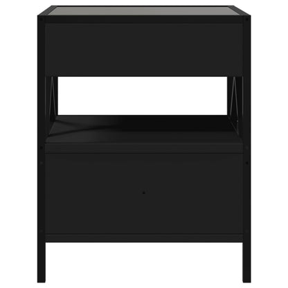 Bedside Table with Infinity LED Black 40x40x51 cm