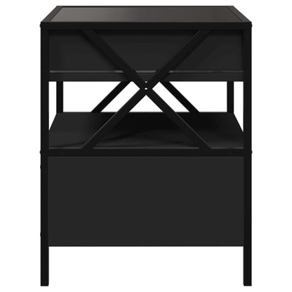 Bedside Table with Infinity LED Black 40x40x51 cm