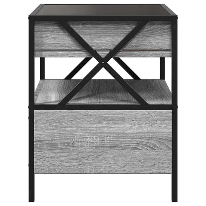 Bedside Table with Infinity LED Grey Sonoma 40x40x51 cm