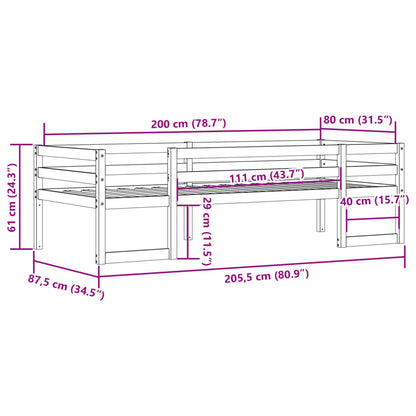 Kids' Bed Frame without Mattress White 80x200 cm Solid Wood Pine