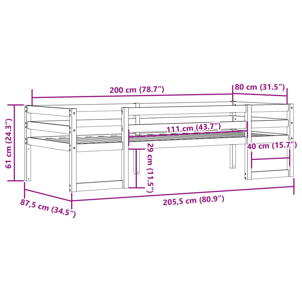 Kids' Bed Frame without Mattress Wax Brown 80x200 cm