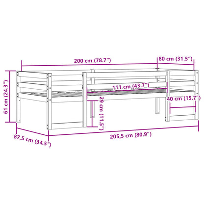 Kids' Bed Frame without Mattress Wax Brown 80x200 cm