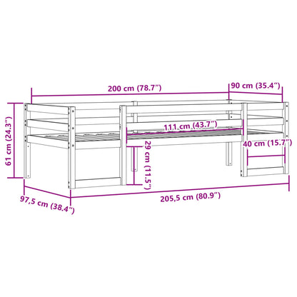 Kids' Bed Frame without Mattress Wax Brown 90x200 cm