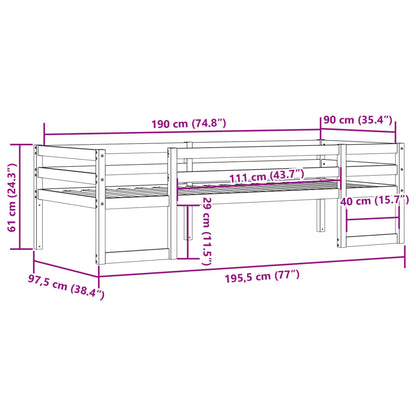 Kids' Bed Frame without Mattress Wax Brown 90x190 cm Single