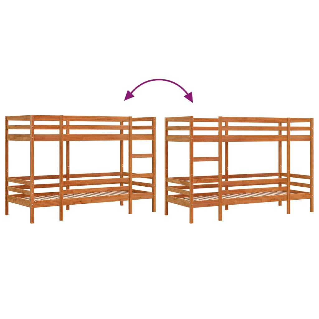 Bunk Bed without Mattress Wax Brown 80x200 cm Solid Wood Pine