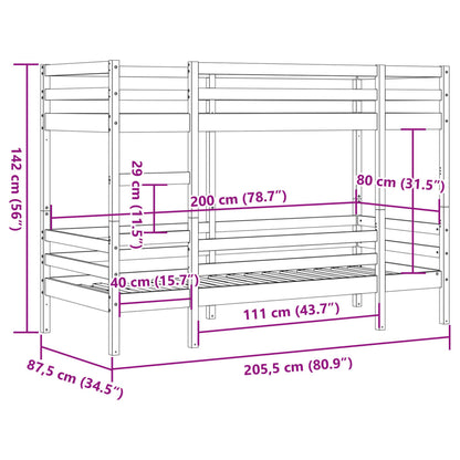 Bunk Bed without Mattress Wax Brown 80x200 cm Solid Wood Pine