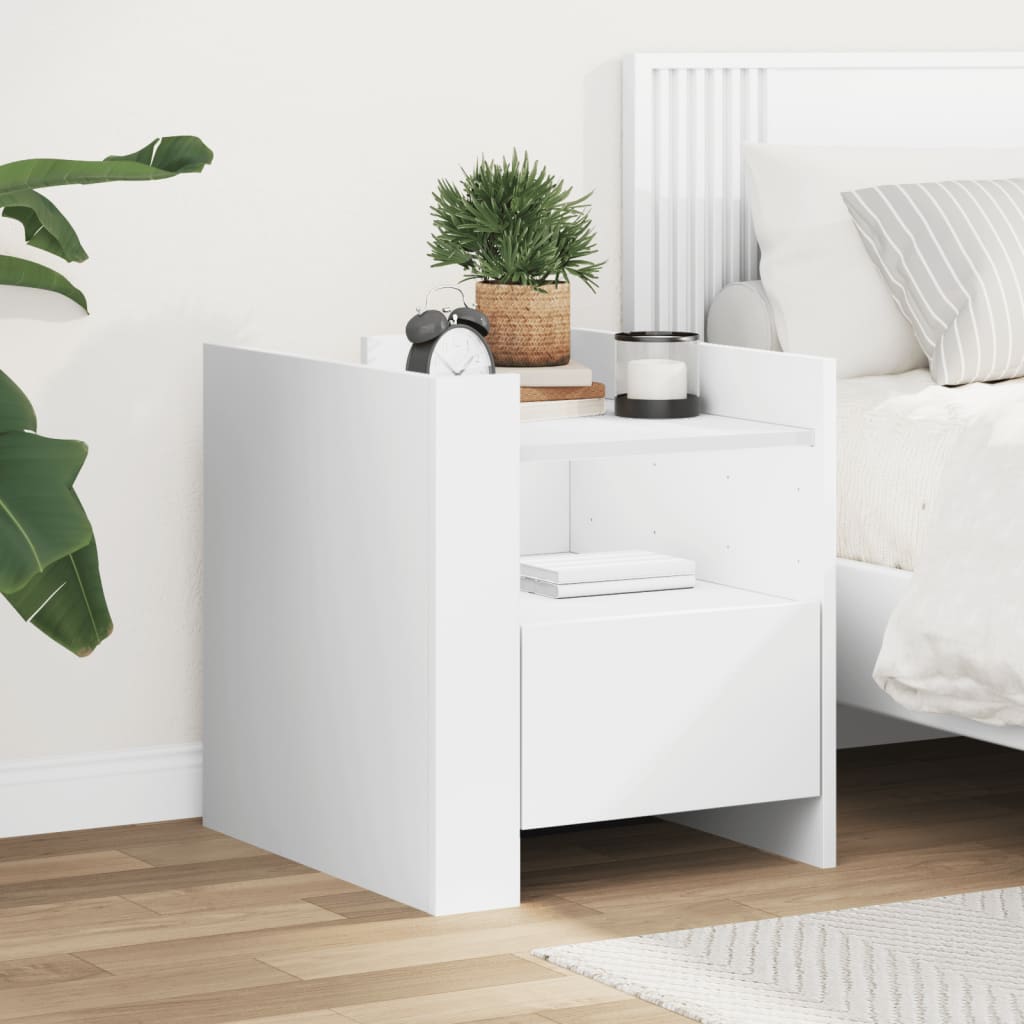 Bedside Cabinet White 45x50x50 cm Engineered Wood