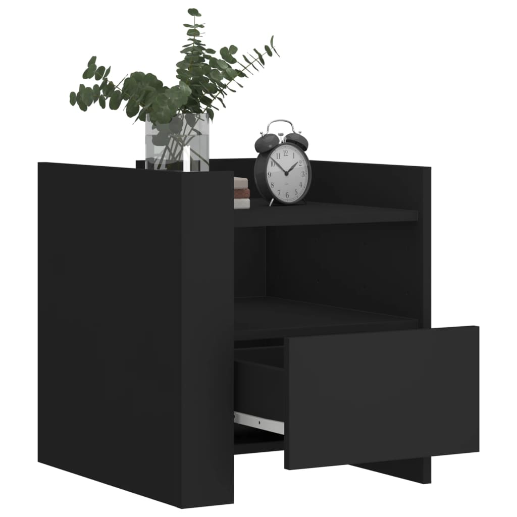 Bedside Cabinet Black 45x50x50 cm Engineered Wood