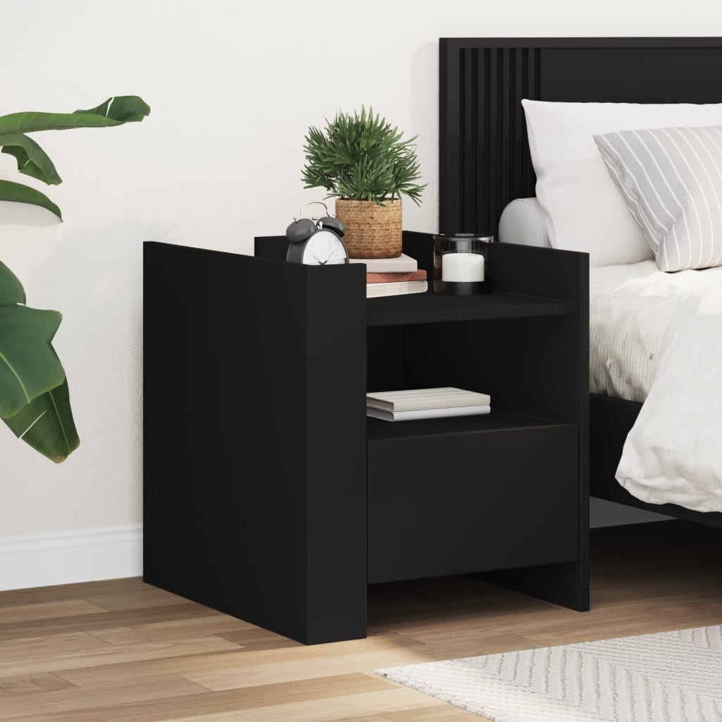 Bedside Cabinet Black 45x50x50 cm Engineered Wood