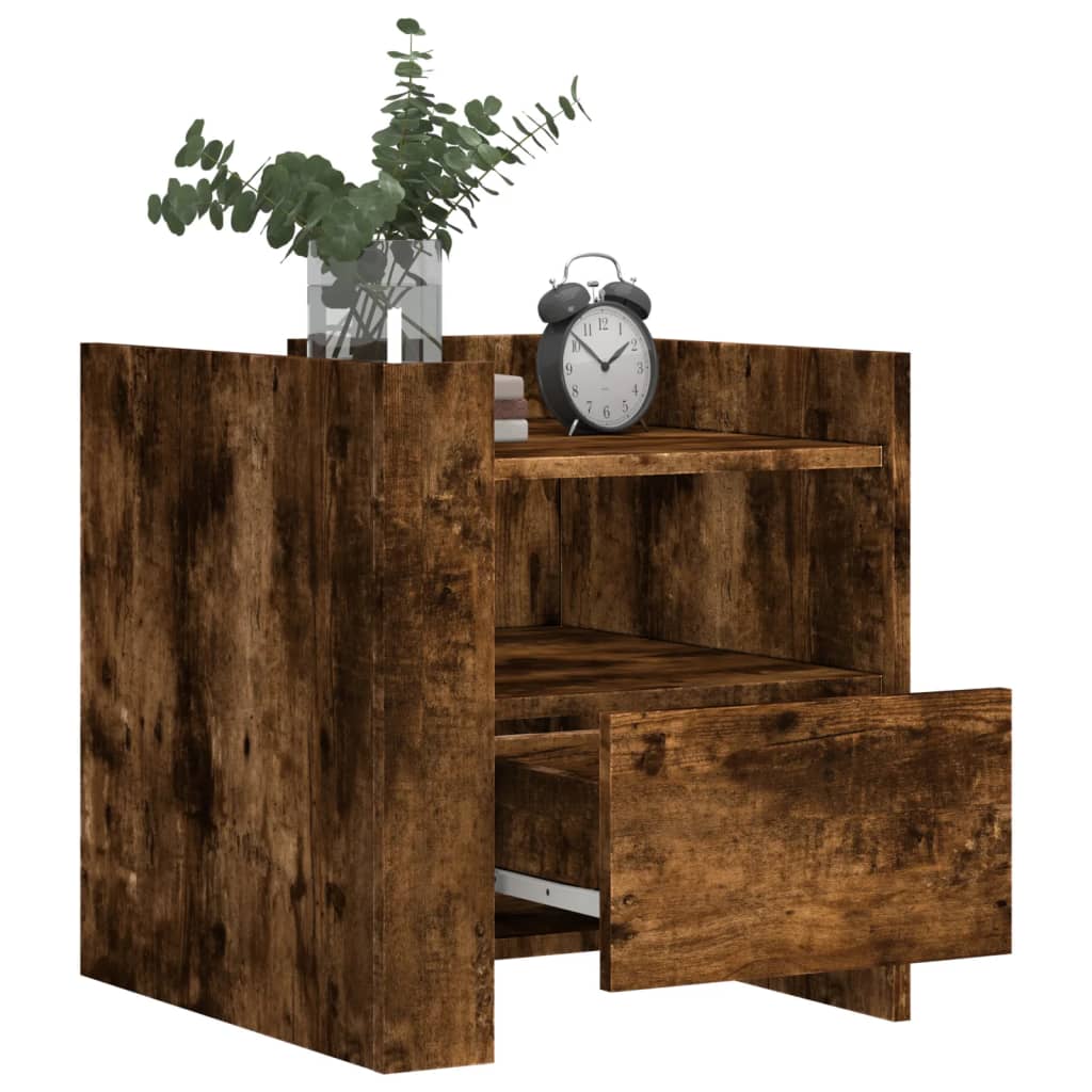 Bedside Cabinet Smoked Oak 45x50x50 cm Engineered Wood