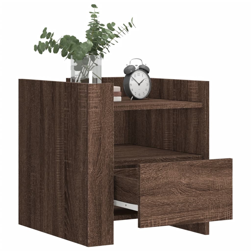 Bedside Cabinet Brown Oak 45x50x50 cm Engineered Wood