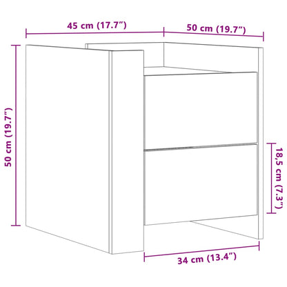 Bedside Cabinet Concrete Grey 45x50x50 cm Engineered Wood