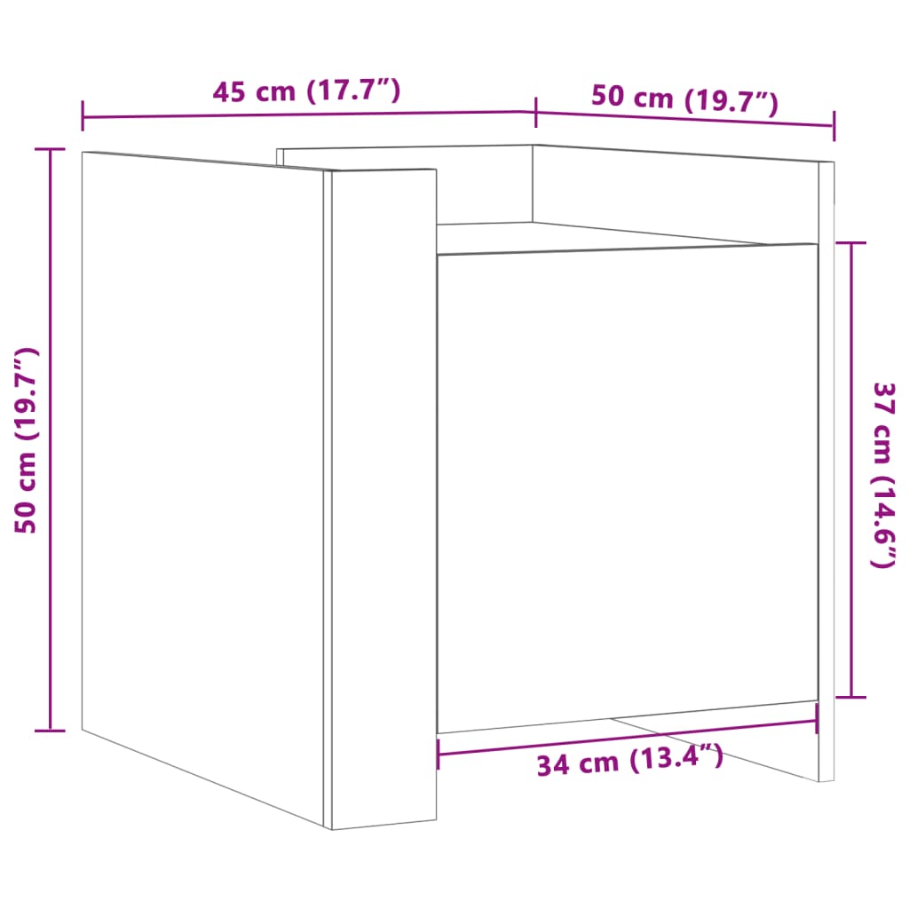 Bedside Cabinet Concrete Grey 45x50x50 cm Engineered Wood