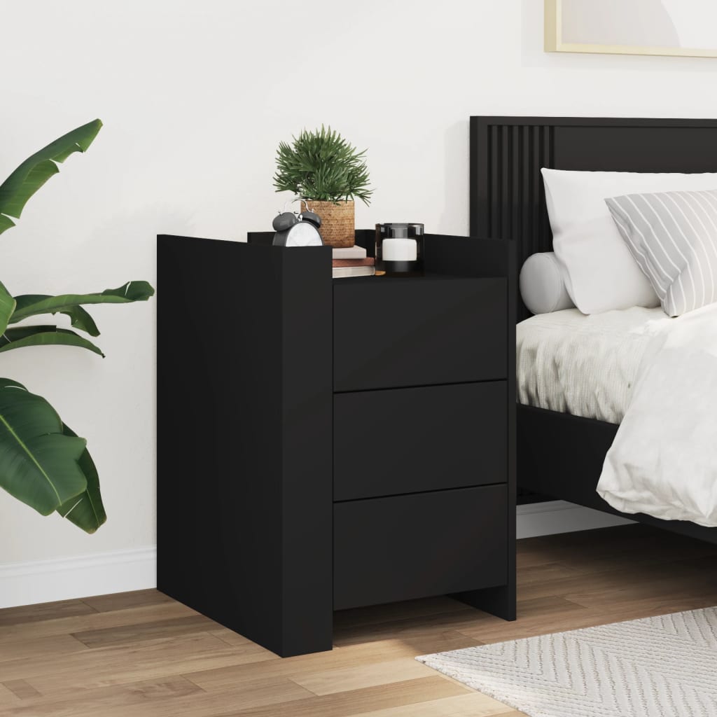 Bedside Cabinet Black 45x50x65 cm Engineered Wood