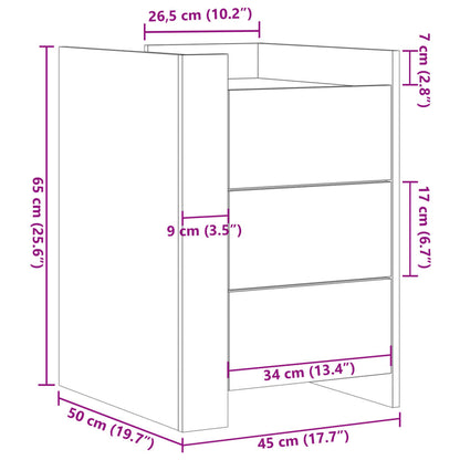 Bedside Cabinet Black 45x50x65 cm Engineered Wood